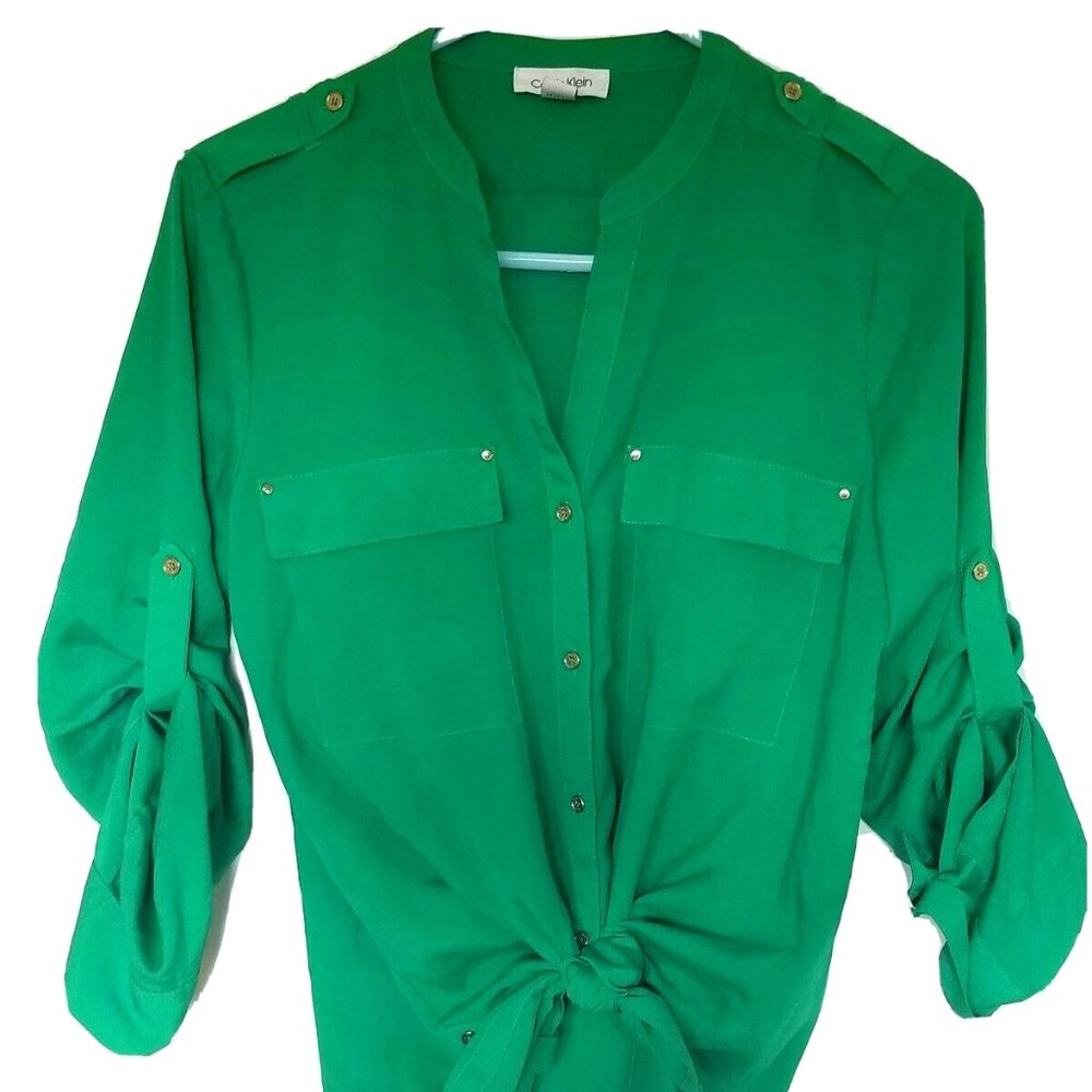 Calvin Klein Irish Green Small Silky Blouse